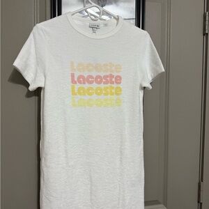 Lacoste White Tee with Pastel Logo
